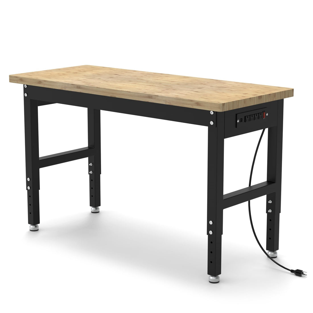 GARVEE Height Adjustable Workbench, 48" L X 24" W,2200 Lbs Weight Capacity with Power Socket,Cable for Garages, Workshops, Homes & Offices (Rubber Pads)