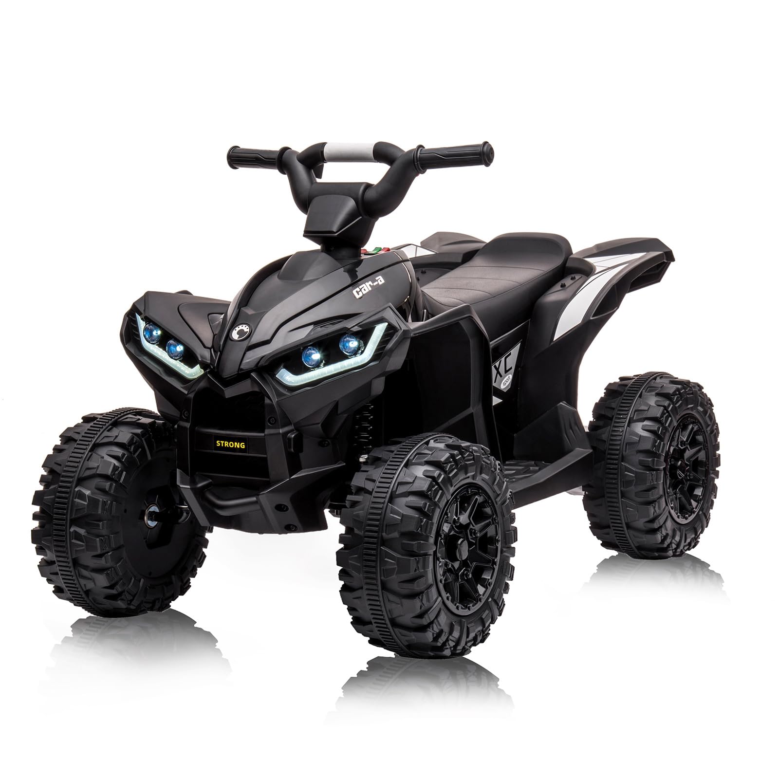 GARVEE 12V Kids ATV 4 Wheeler with Music, LED Lights for Boys & Girls - Black