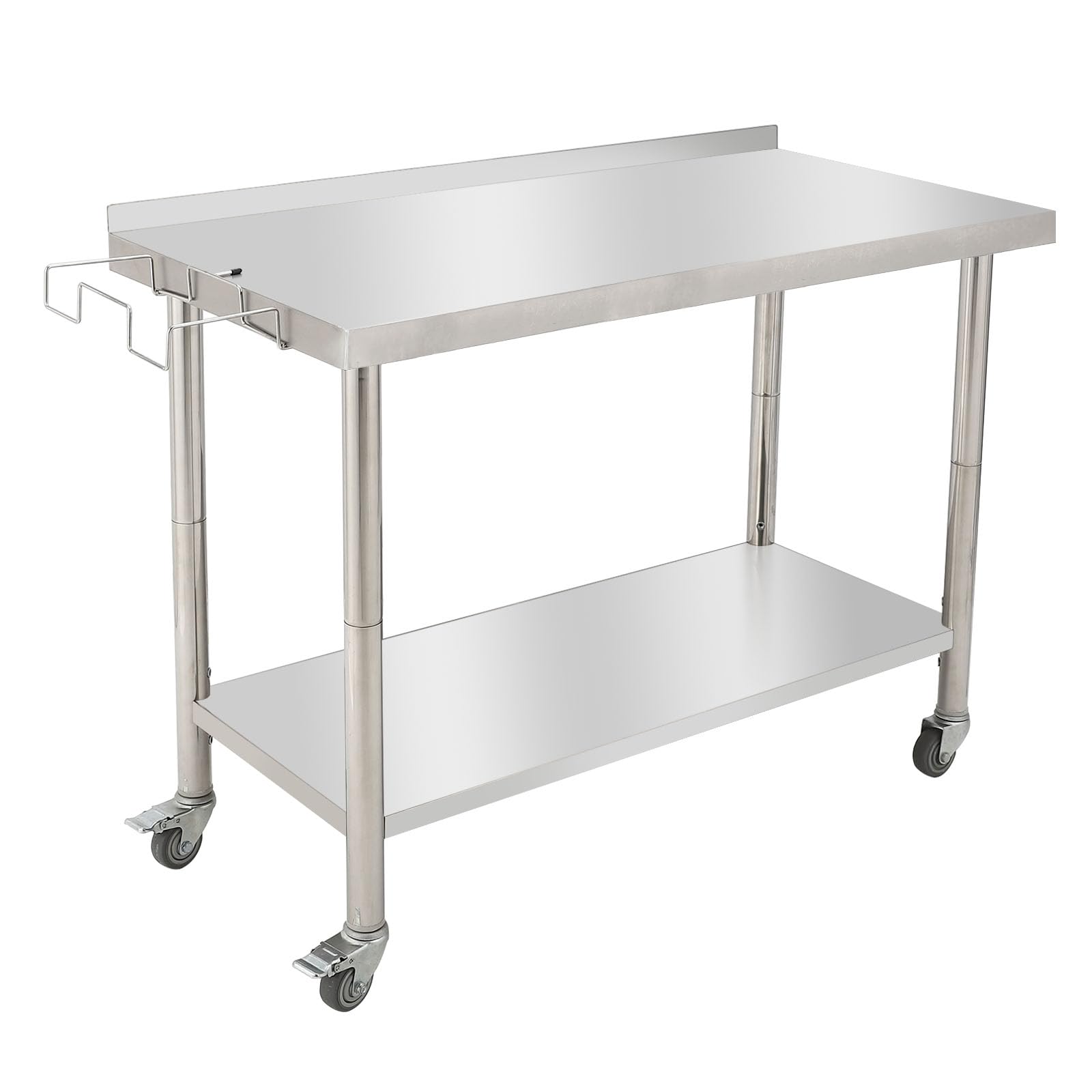 GARVEE Stainless Steel Work Table 36 x 24 Inches, Food Prep Table with Wheels and Backsplash, Heavy Duty Commercial Metal Table with Removable Trash Bag Holder for Restaurant Garage