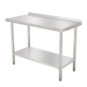 GARVEE Stainless Steel Work Table, 48"x24" Heavy Duty Prep Table with Undershelf, High Load Bearing Metal Table, Commercial Worktable with Backsplash & Hooks for Kitchen Restaurant