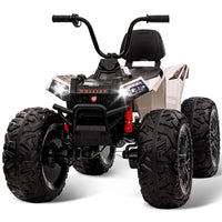 GARVEE 24V Kids ATV, Ride on Car 4WD Quad Electric Vehicle, 4x80W Powerful Engine, with 7AHx2 Large Battery, Accelerator Handle, EVA Tire, Full Metal Suspension, LED Light, Bluetooth&Music - White