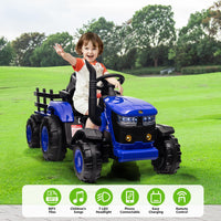 GARVEE 12V Remote Control Tractor for Kids with 7-LED & Safety Belt - Blue