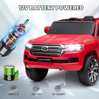 GARVEE 12V Toyota Land Cruiser Kids' Car: Remote, LED, 3 Speeds, Dual 45W Motors, USB Music, Seat Belt, CPC & ASTM Approved