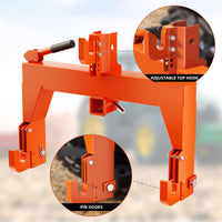 Garvee 3 Point Quick Hitch to Category 1 and 2 Tractors，3000 LBS Lifting Capacity Tractor Quick Hitch Between Lower Arms Attachments Quick Hitch with 2 Receivers,Orange