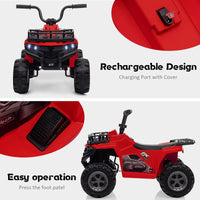 GARVEE 12V Kids Ride On Electric ATV, Ride Car Toy with Bluetooth Audio,High/Low Speed, LED Headlights, Battery Indicator & Radio Orange - Red