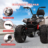 GARVEE 24V Kids ATV, Ride on Car 4WD Quad Electric Vehicle, 4x80W Powerful Engine, with 7AHx2 Large Battery, Accelerator Handle, EVA Tire, Full Metal Suspension, LED Light, Bluetooth&Music - White