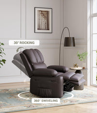 GARVEE 22'' Rocker Swivel Recliner Chair, Lazy Boy Recliner for Adults, with 1.5X Sponge Filling, Side Pocket, and Cup Holder, for Living Room, Bedroom, and Nursery, Coffee