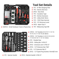 GARVEE 800 Piece Tool Kit Aluminum Trolley Case Tool Set, Socket Wrench Hand Tool Set Mechanic Rolling Tool Box, House Repair Kit Set, Household Hand Tool Set, with Tool Belt