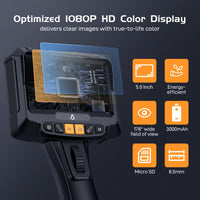 5 Inch IPS Pipe Endoscope, 1080P HD, 6.6ft Flexible, Waterproof - GARVEE