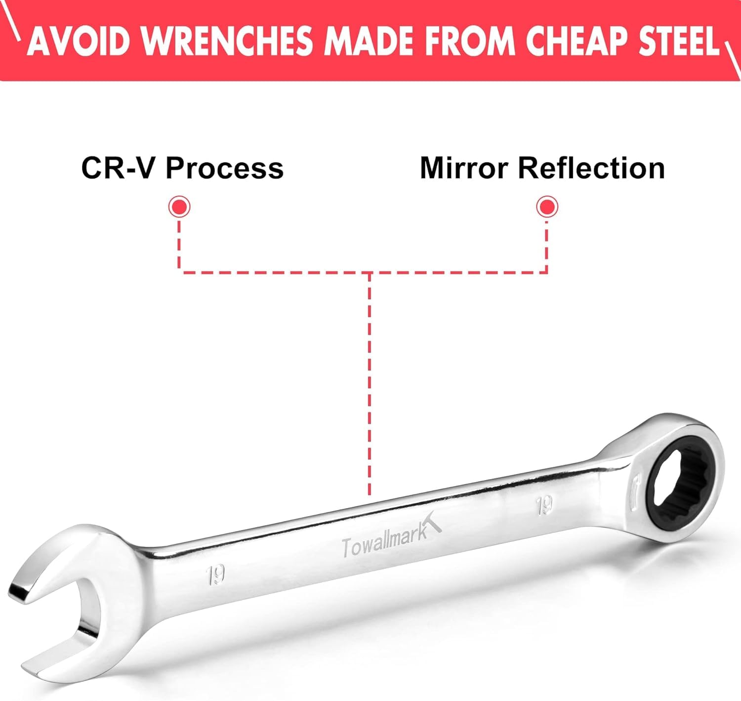 GARVEE 20-Piece Ratcheting Combination Wrench Set, Fixed Head &72 Teeth, SAE 1/4-3/4"& Metric 6-19mm, Chrome Vanadium Steel with Storage Bag - 20-Piece Fixed Head SAE/Metric