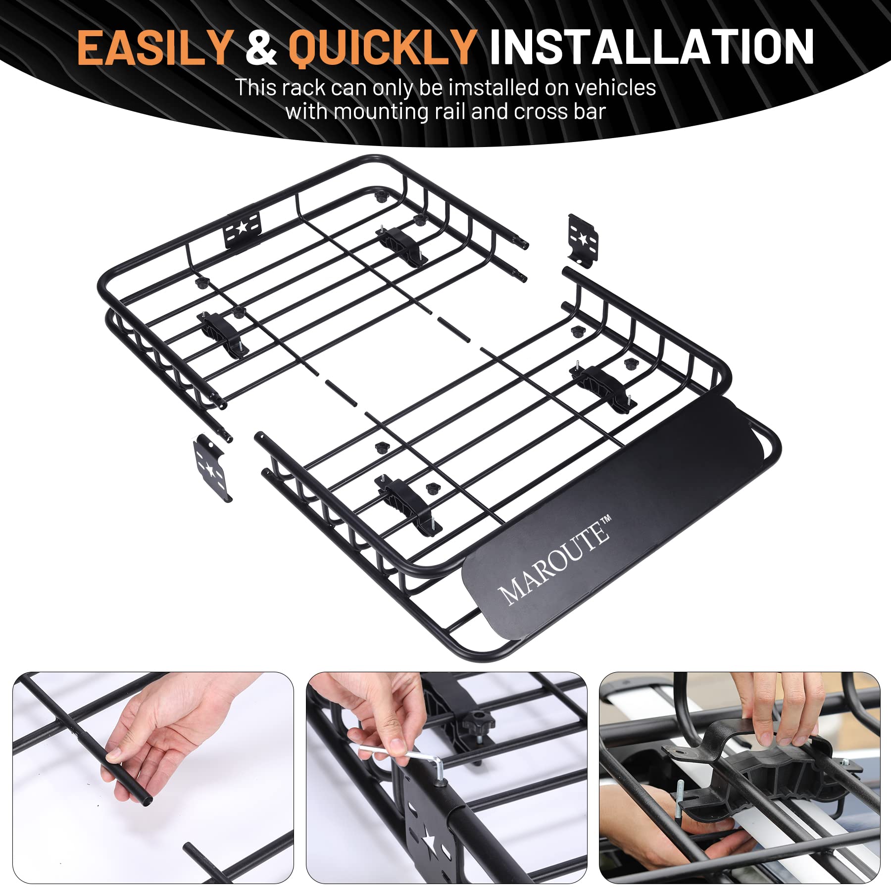 Roof Rack Carrier Basket Universal 51" X 36" X 5" Rooftop Cargo Carrier Basket Car Luggage Holder Universal for SUV Cars- 200 lb. Capacity (ROOF Basket)