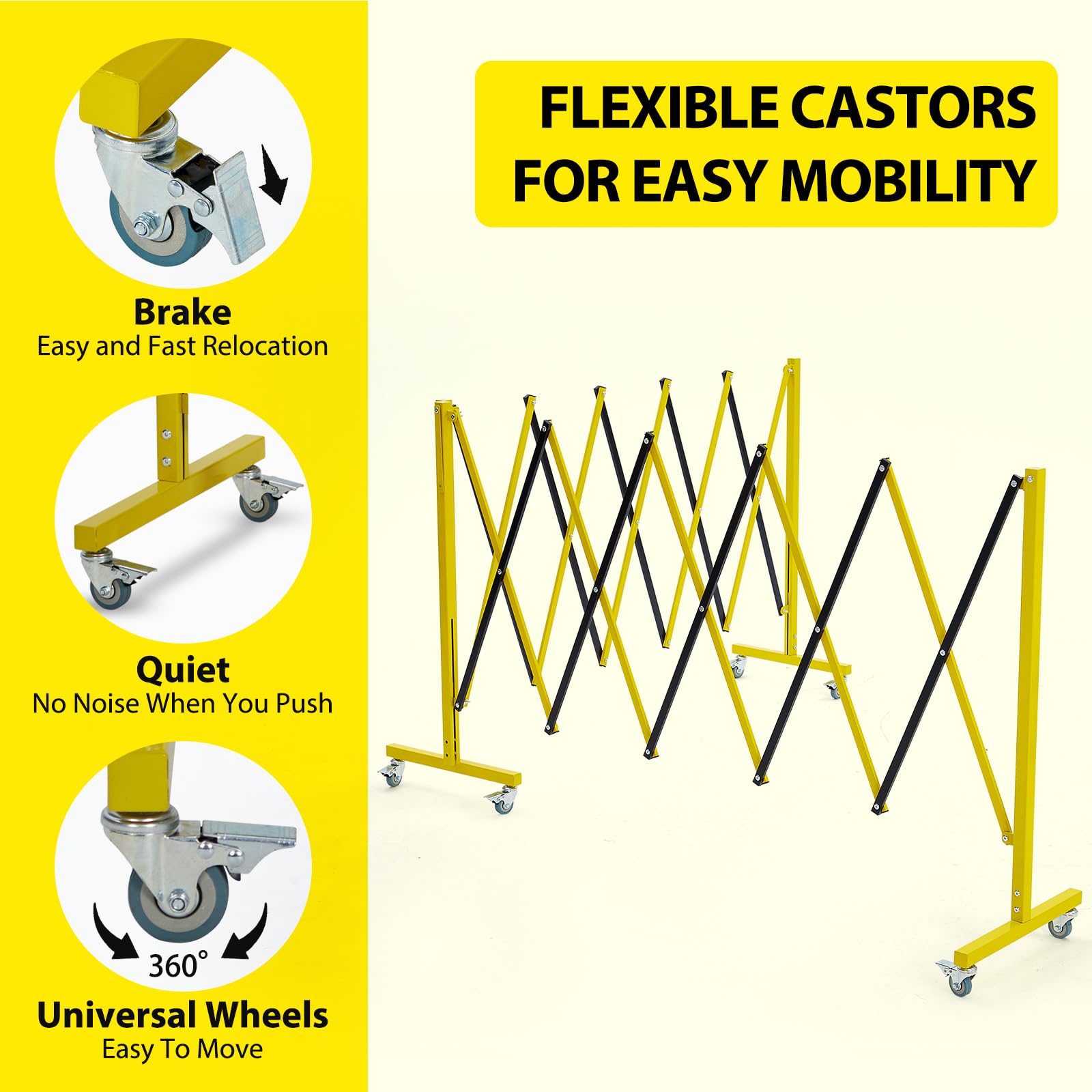 GARVEE Retractable 19.8FT Safety Barrier Gate, Metal with Warning Board