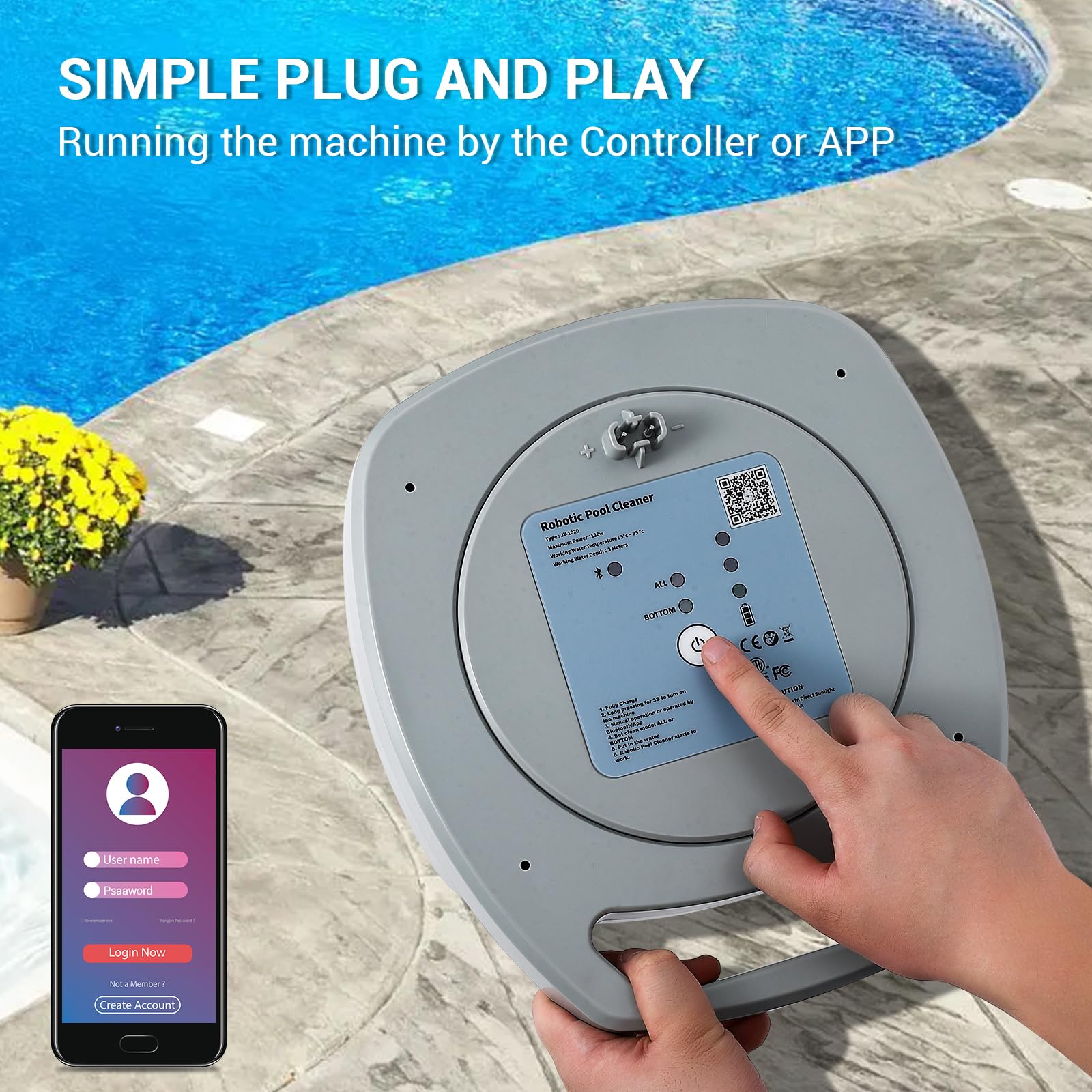 GARVEE Automatic Robotic Pool Vacuum Cleaner Cordless, 3h Fast Charging, Top Loading Easy Clean Basket& Smart Navigation, Wall Climbing Scrubber Brush, Ideal for Above/In-Ground Pools