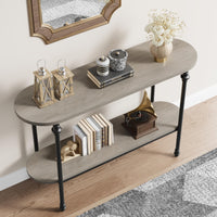 43.3 Inch Console Table, Entryway Table with Storage, 2 Tier Sofa Table with Metal Frame and MDF, Behind Couch Table for Living Room, Hallway, Entryway, Grey