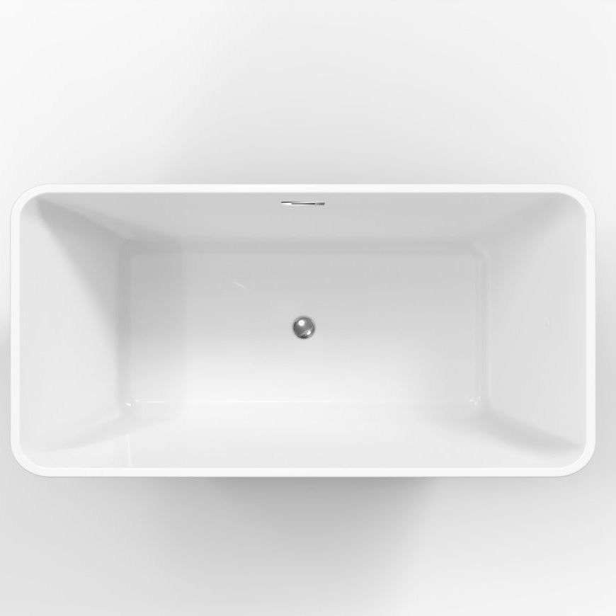 GARVEE 59" Freestanding Bathtub White Acrylic Stand Alone Soaking Tub with Overflow and Drain, cUPC Certified, for Bathroom