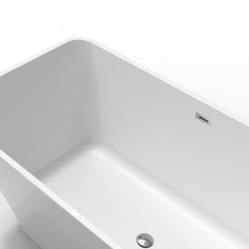 GARVEE 59" Freestanding Bathtub White Acrylic Stand Alone Soaking Tub with Overflow and Drain, cUPC Certified, for Bathroom