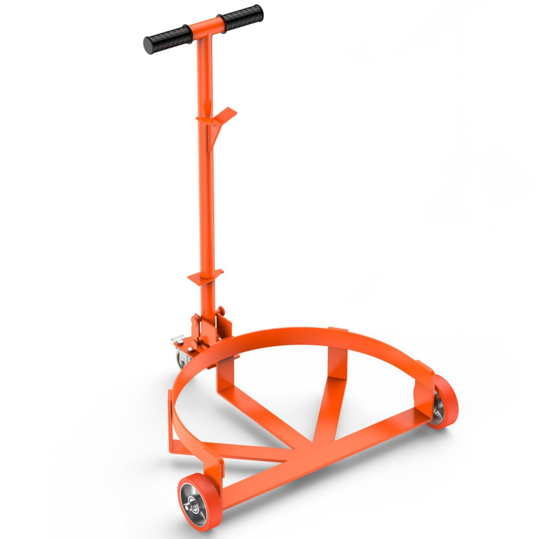 GARVEE 55 Gallon Drum Dolly, Heavy Duty Barrel Dolly with 3 Poly-on-Steel Brake Wheels, 1000lbs Capacity Trash Can Dolly with Handle, Steel Frame Dolly Orange