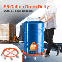 GARVEE 55 Gallon Drum Dolly, 2000 LBS Capacity Heavy Duty Drum Dolly with 8 Caster Wheels, Trash Can Dolly Non-Tipping Hand, Orange Steel Frame Barrel Dolly
